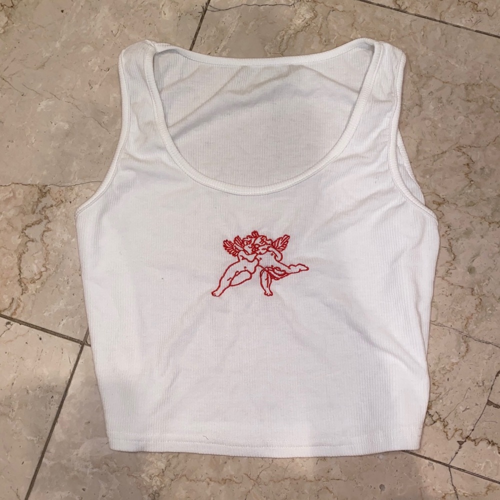 Angel Embroidered cropped tank